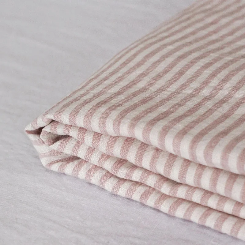 Pink Stripes Linen Fitted Sheet