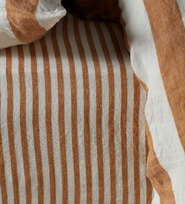 Amber Cora Stripe 100% Linen Fitted Sheet