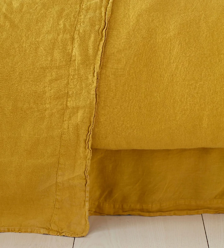 Mustard Yellow 100% Linen Flat Sheet