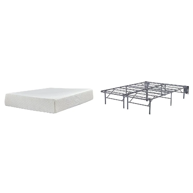 Signature Design by Ashley Chime 12 Inch Memory Foam Black/White 2-Piece Mattress Package