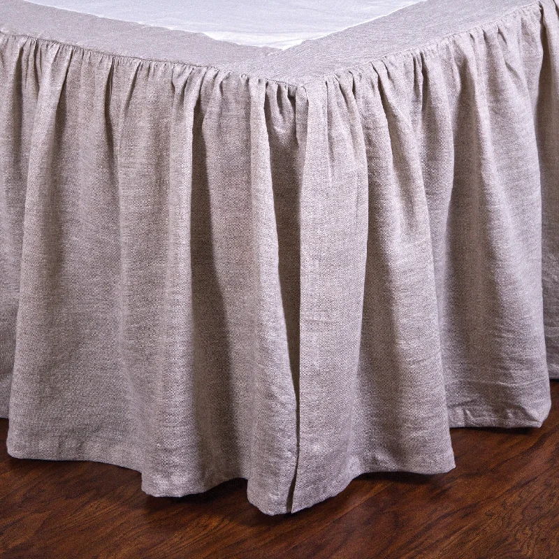 Gathered Linen Bedskirt in Flax