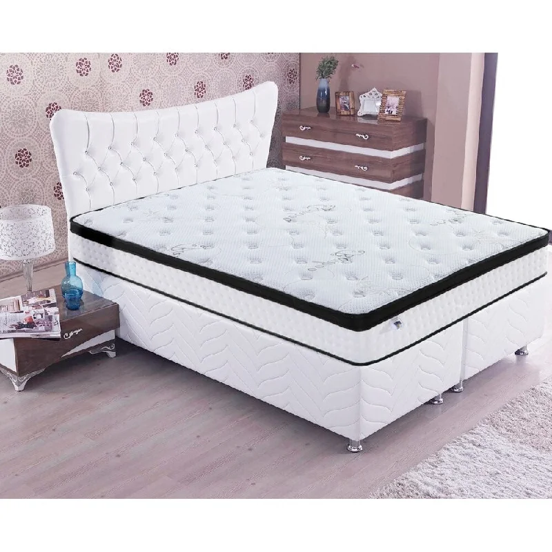 OttoPEDIC 10 Inch Euro Top Queen Size Pocket Spring Mattress - white glove