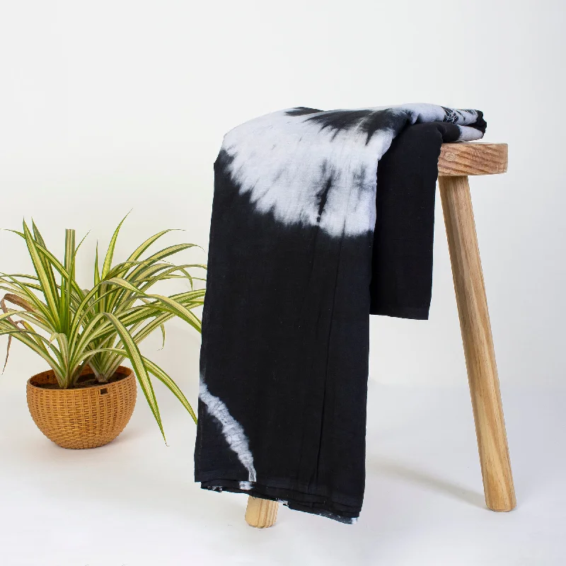 Modern Solid Black Handmade Pure Cotton Tie Dye Running Fabrics