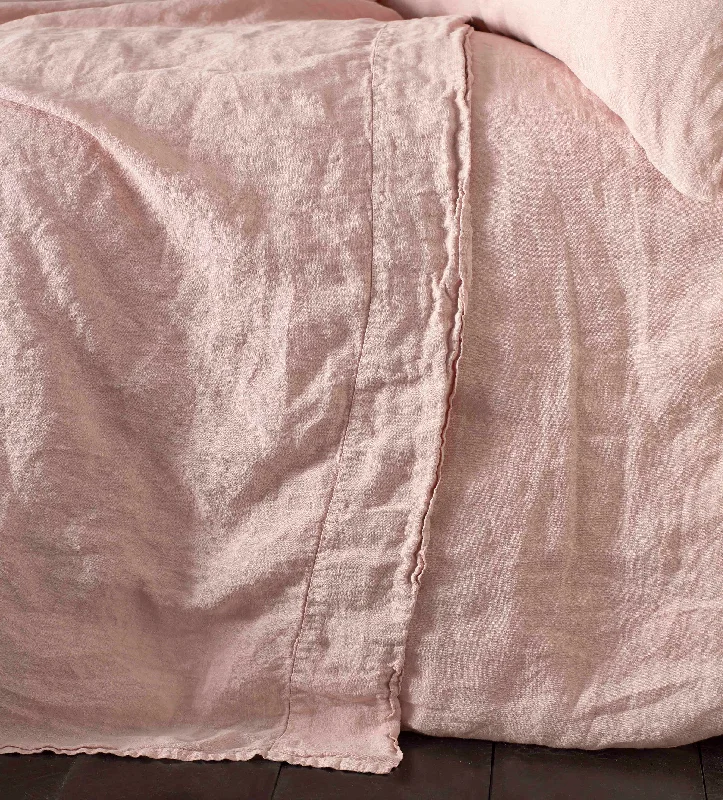 Blush Pink 100% Linen Flat Sheet