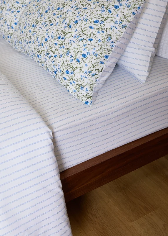 Foxford Pinstripe Blue Fitted Sheet