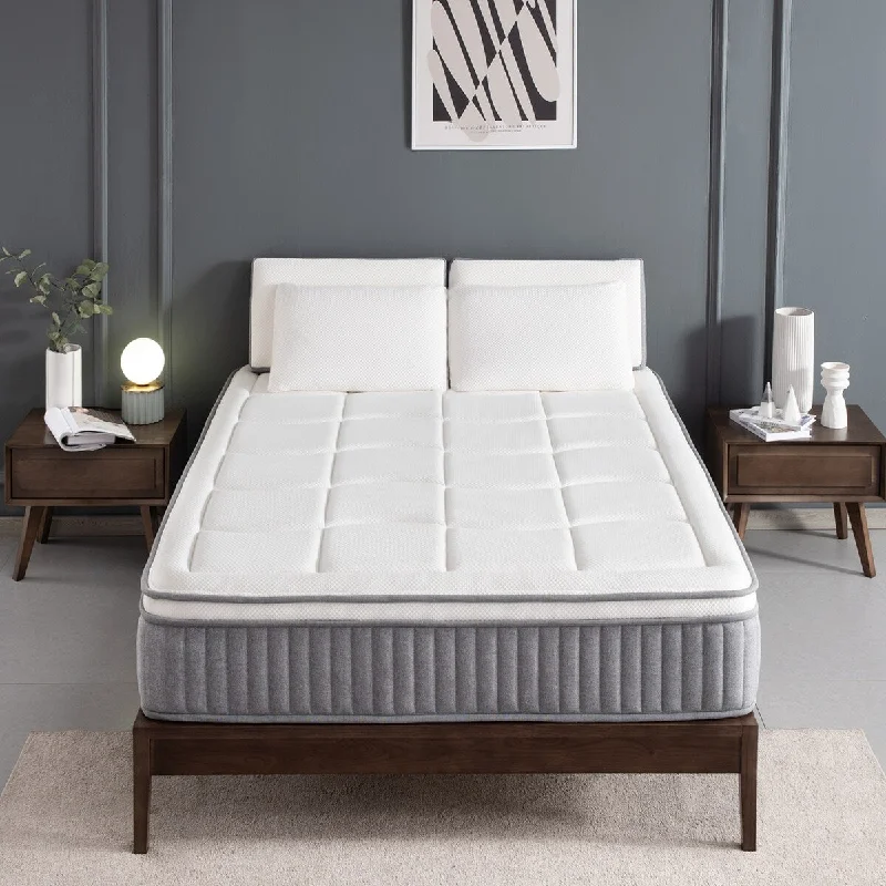 Twin Mattress12 Inch Euro Top Hybrid Mattress, Gel Memory Foam with Pocket Spring Mattress in a Box