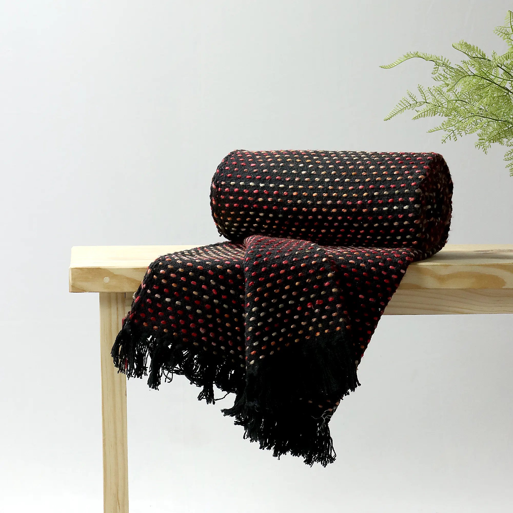 Stunning Black Embordered Hand Woven Cotton Throw Blankets