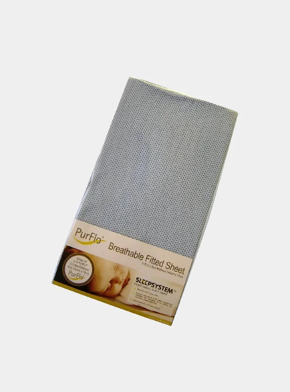 PurFlo Breathable Fitted Cot Sheet Light Blue  - 120 X 60cm