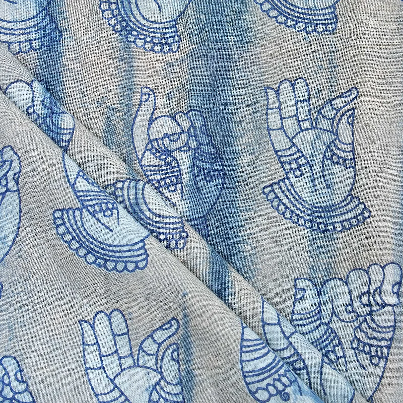 Stylish Indian Hand Printed Pure Cotton Indigo Blue Curtain Fabric