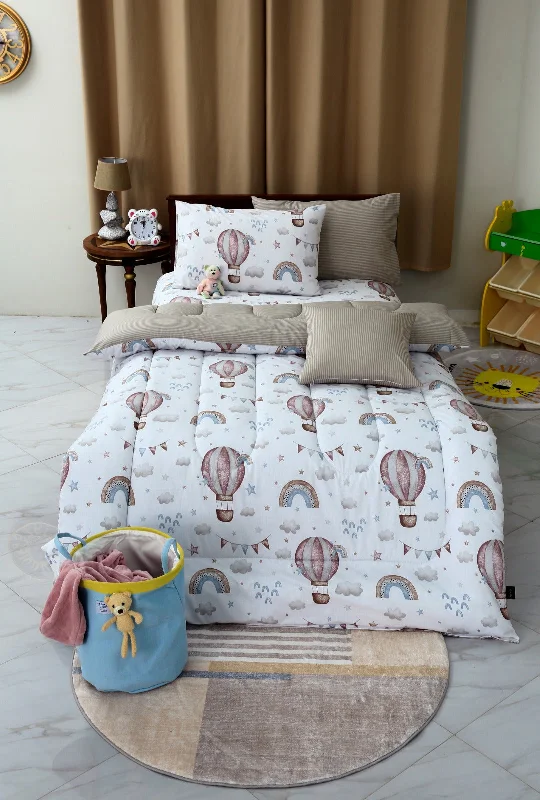 5 PCs Single Comforter Set-Fire Balloons