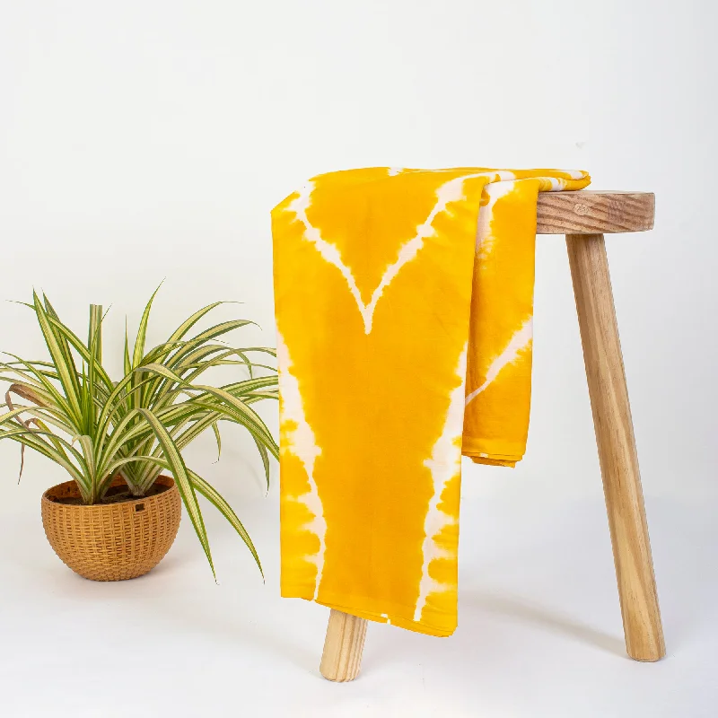 Lemon Yellow Handmade Indian Tie Dye Pure Cotton Dress Fabrics