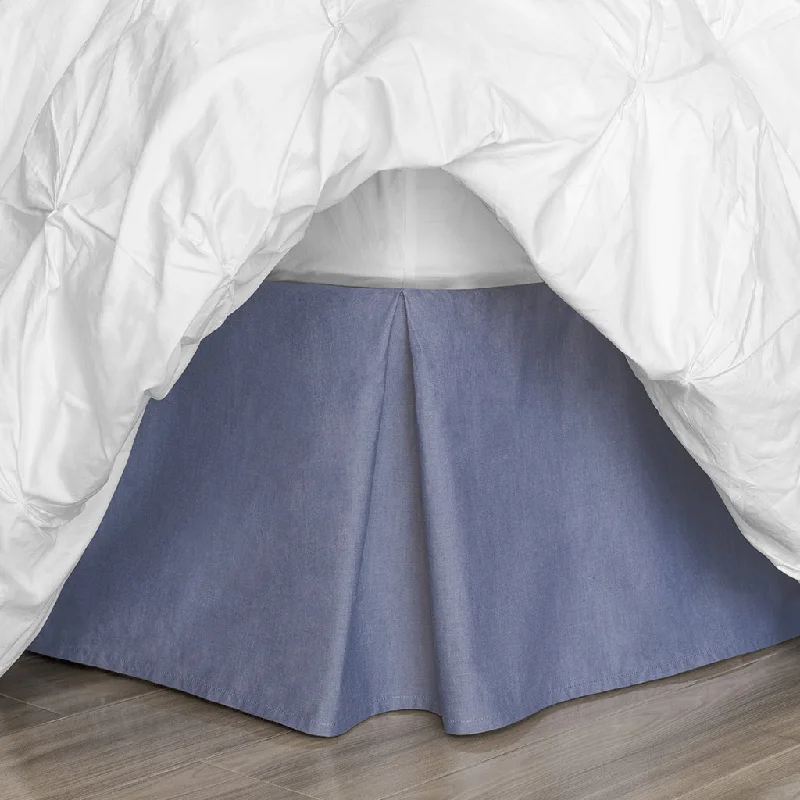 Blue Chambray Pleated Bed Skirt