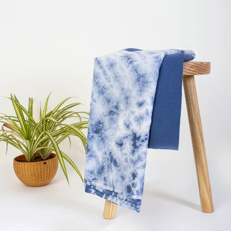 Blue Hand dyed  Indian Pure Cotton Running Fabrics