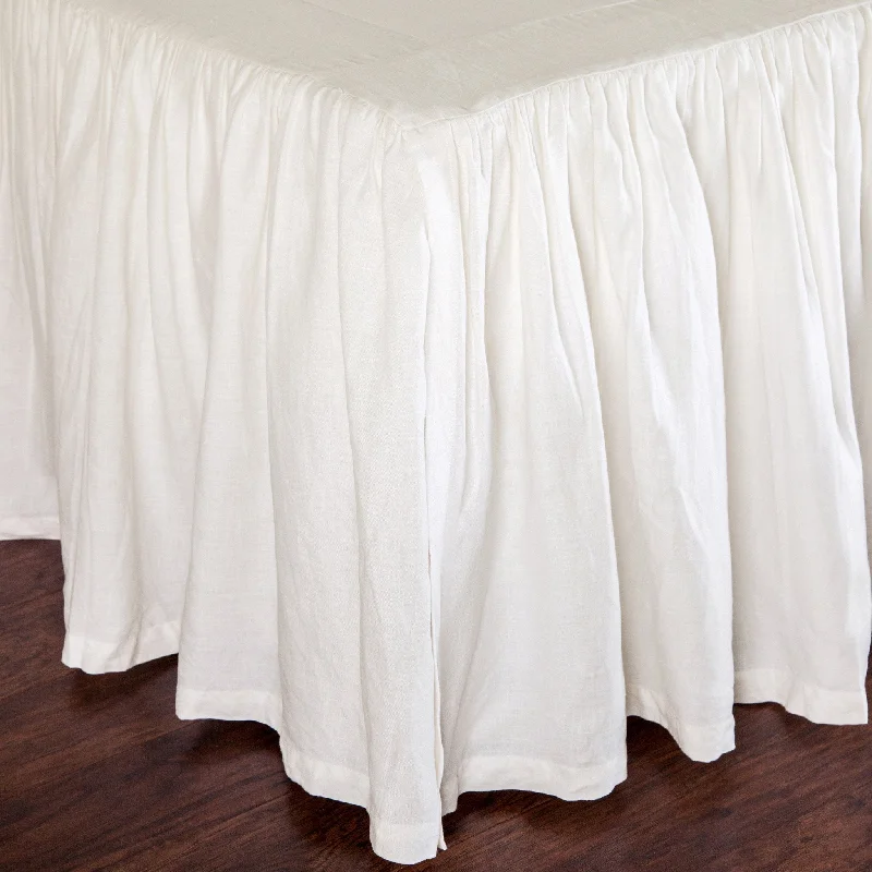 Gathered Linen Bedskirt in Cream