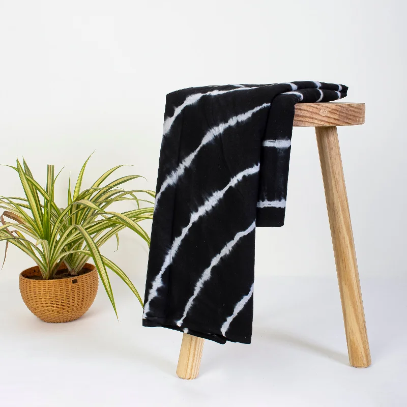 Indian Natural Hand Dyed Striped pure Cotton  Tie Dye Black Textile Fabrics