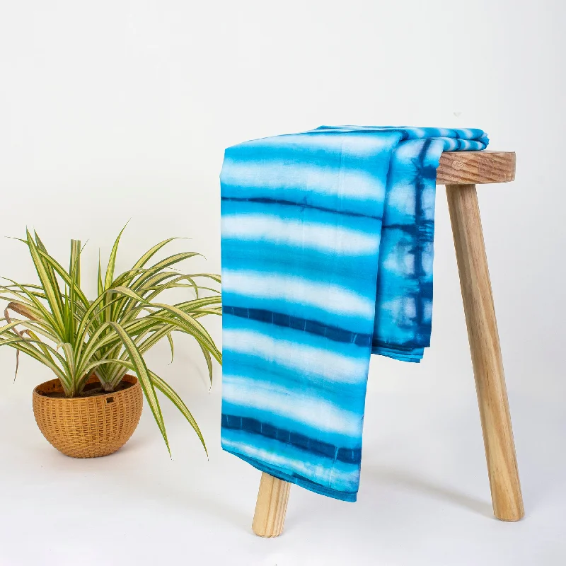 Natural Dyed Blue Striped Tie Dye Pure Cotton Fabrics