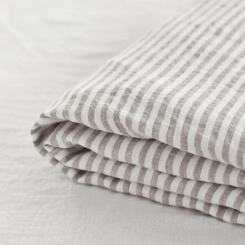 Grey Stripes Linen Fitted Sheet