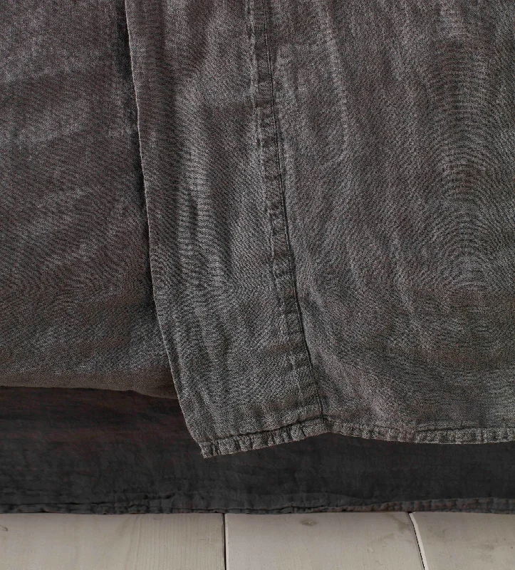 Charcoal 100% Linen Flat Sheet