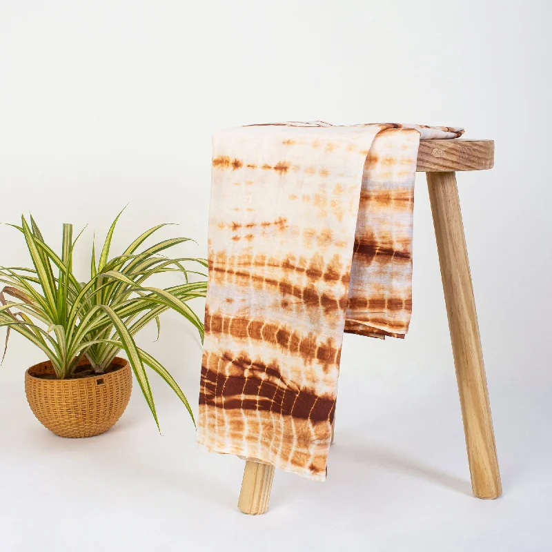 Modern Brown Natural Tie Dye Cotton Fabric By Yard