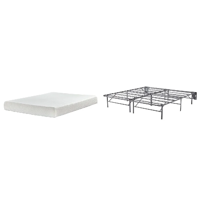 Signature Design by Ashley Chime 8 Inch Memory Foam Black/White 2-Piece King Mattress Package