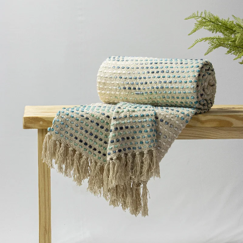 Reversible Multicolor Embroidery Pure Cotton Hand Woven Blankets