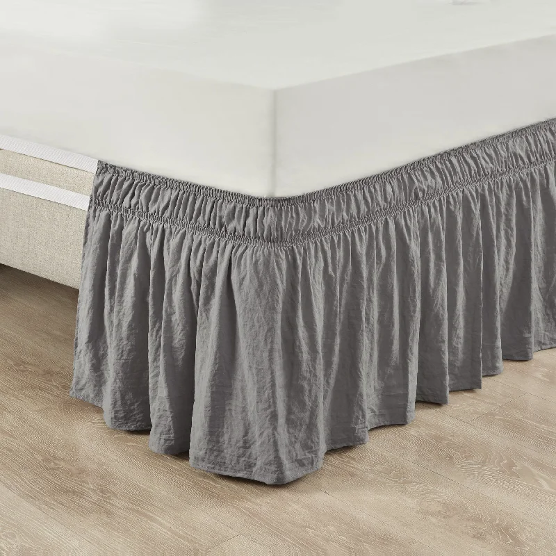 Lush Décor Ruched Ruffle Elastic Easy Wrap Around Bed Skirt