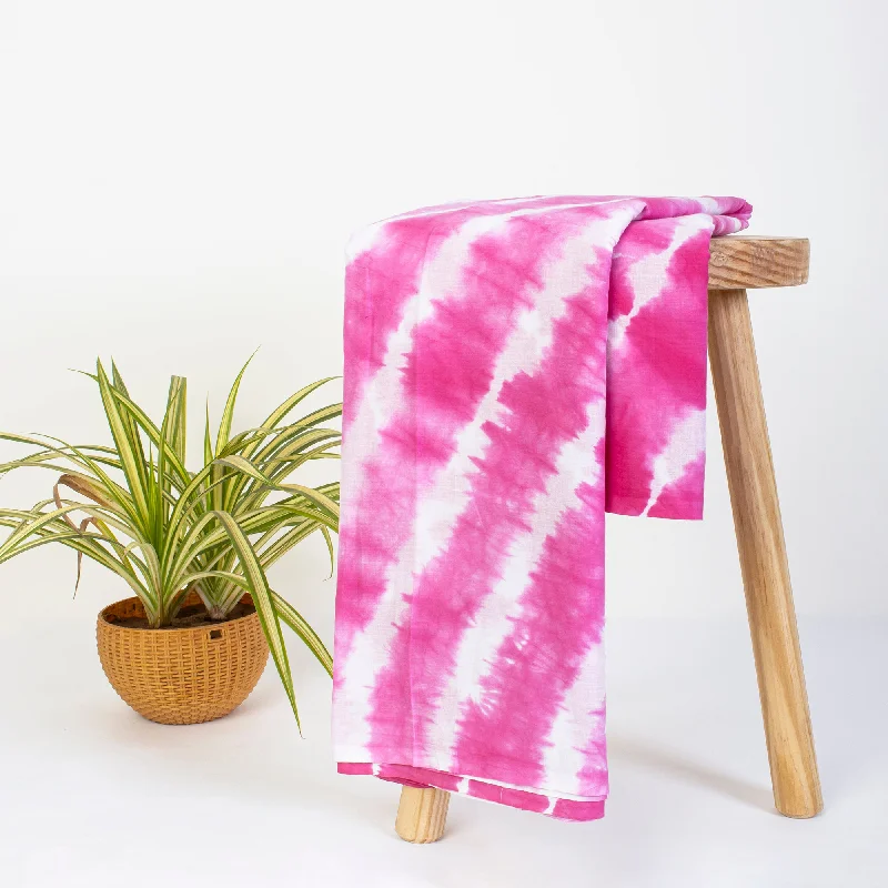 Pink Handmade Tie Dye Pure Cotton Indian Fabric Cloth