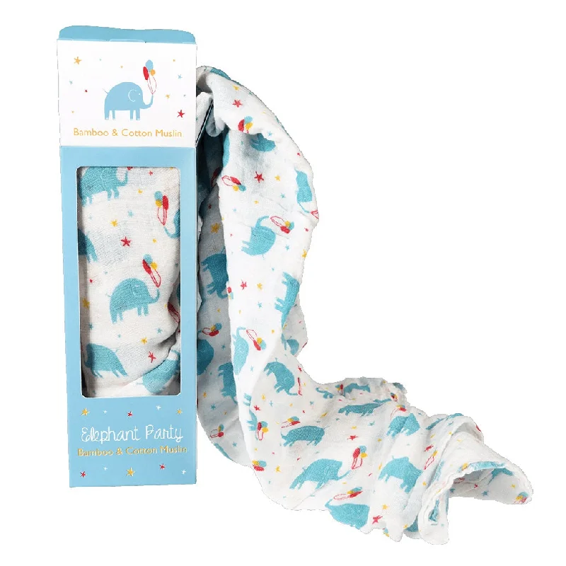 Rex Elephant Party Swaddling Blanket