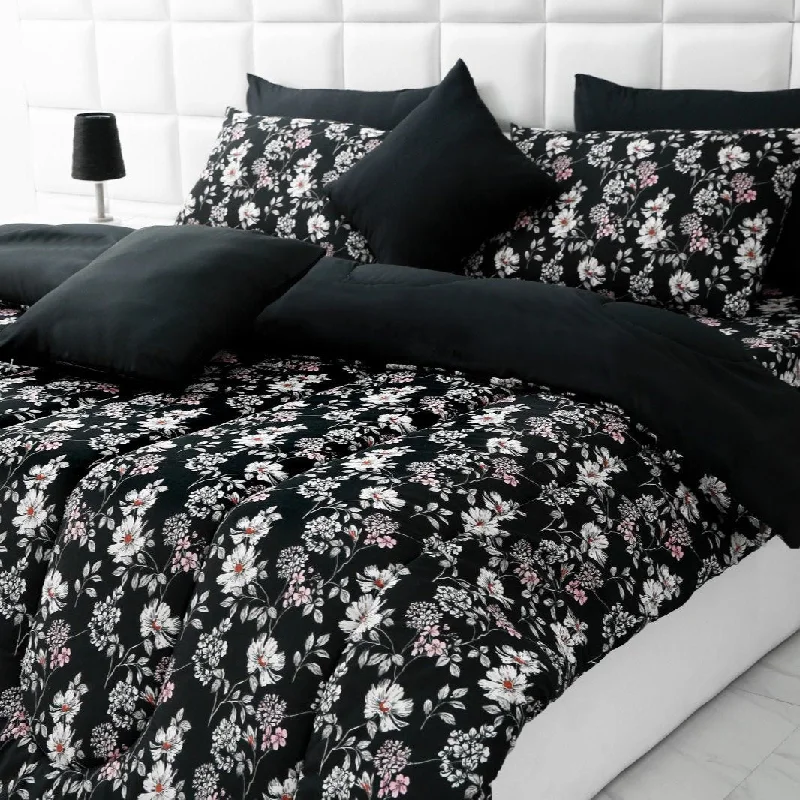 5 PCs Single Comforter Set-15198-Mid Night Garden