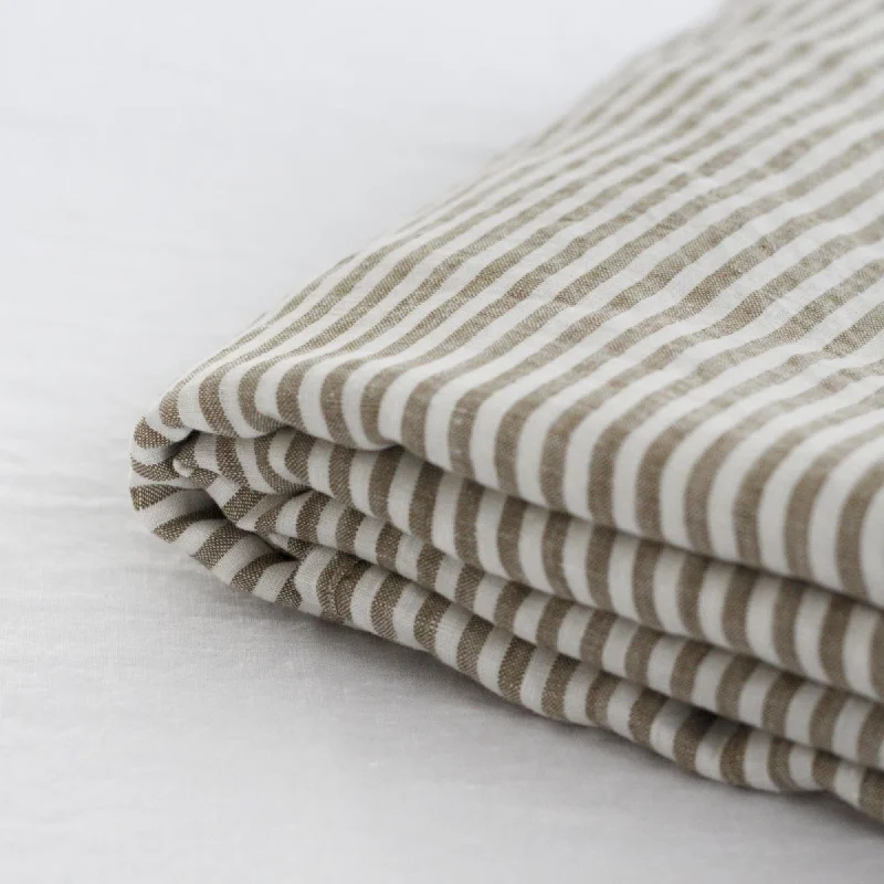 Olive Stripes Linen Fitted Sheet