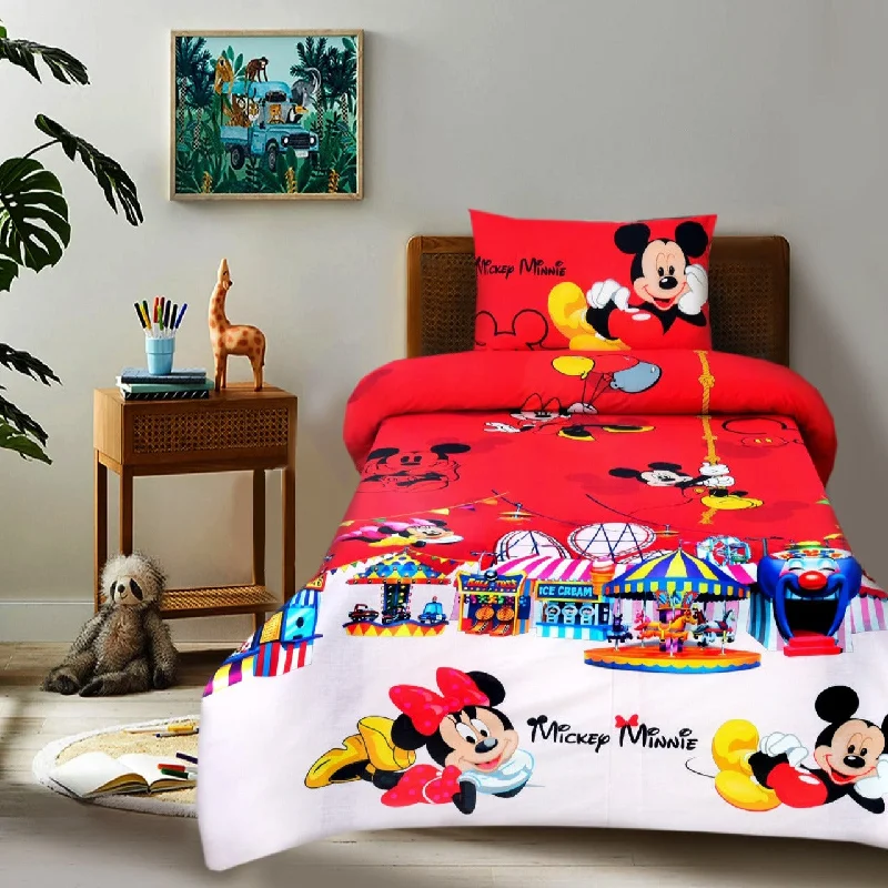 Digital Printed Junior Single Bed Sheet-Mickey Minnie