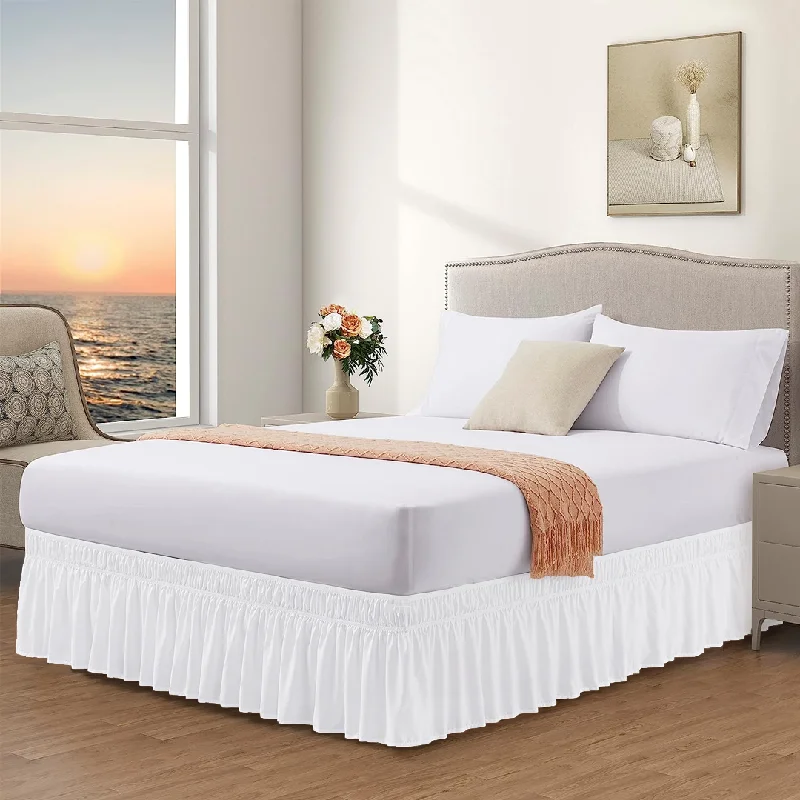 White Wrap Around Bed Skirt Solid Comfy Sateen