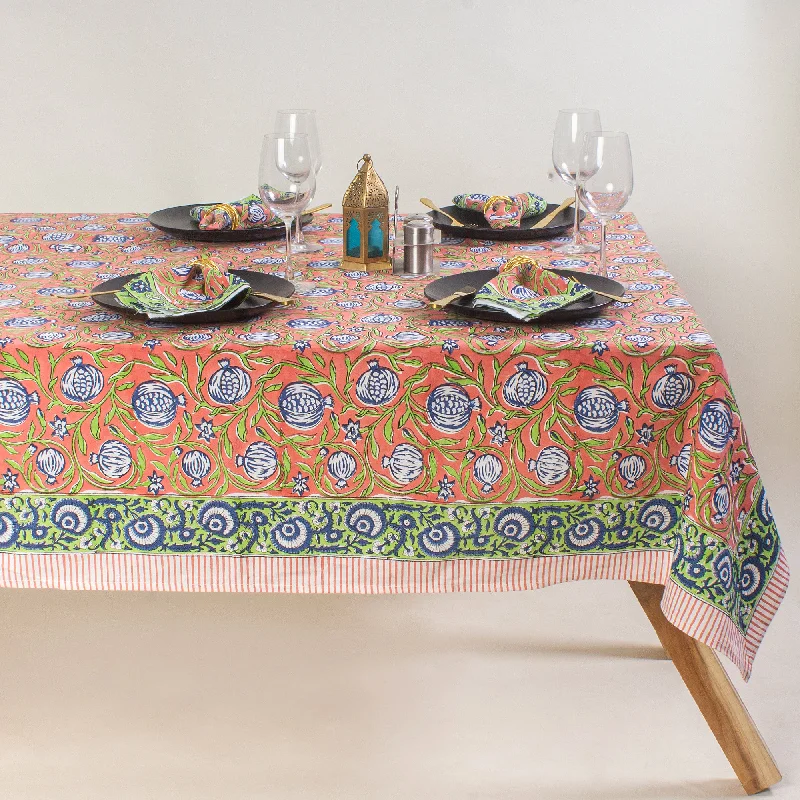 Stylish Multicolor Hand Block Printed Floral Cotton Tablecloth