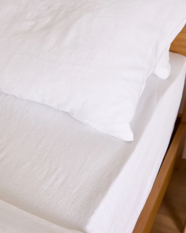 Foxford White Pure Linen Fitted Sheet