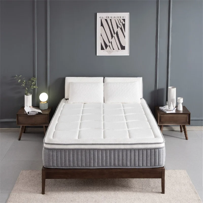 King Mattress,12 Inch Euro Top Hybrid Mattress, Gel Memory Foam with Pocket Spring Mattress