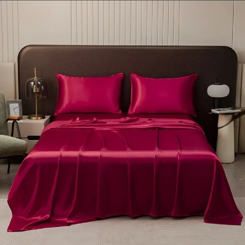 Premium Satin Silk Sheet - Crimson Maroon