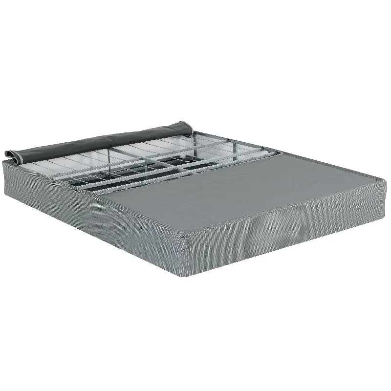 Contemporary 9 in. Foldable Metal Mattress Foundation Box Spring, Gray