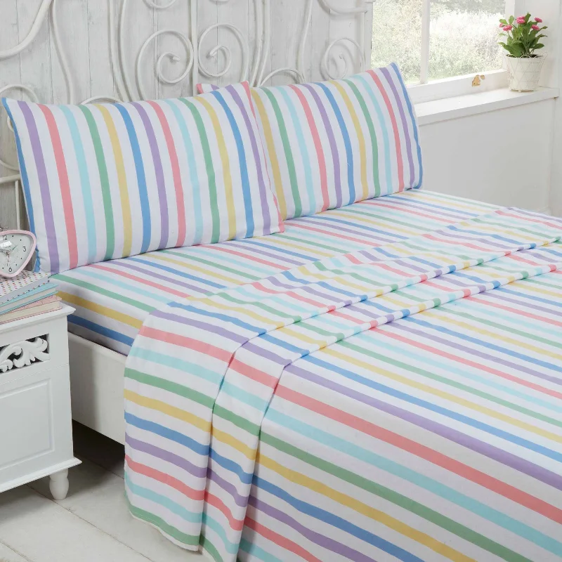 Candy Stripe Flannelette Sheet Set