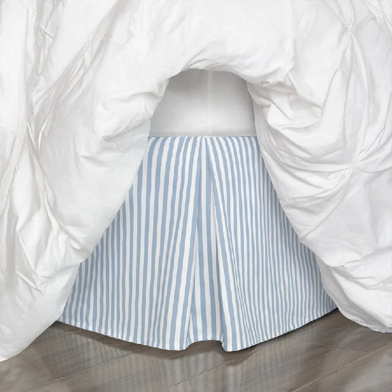 The French Blue Striped Pleated Bed Skirt