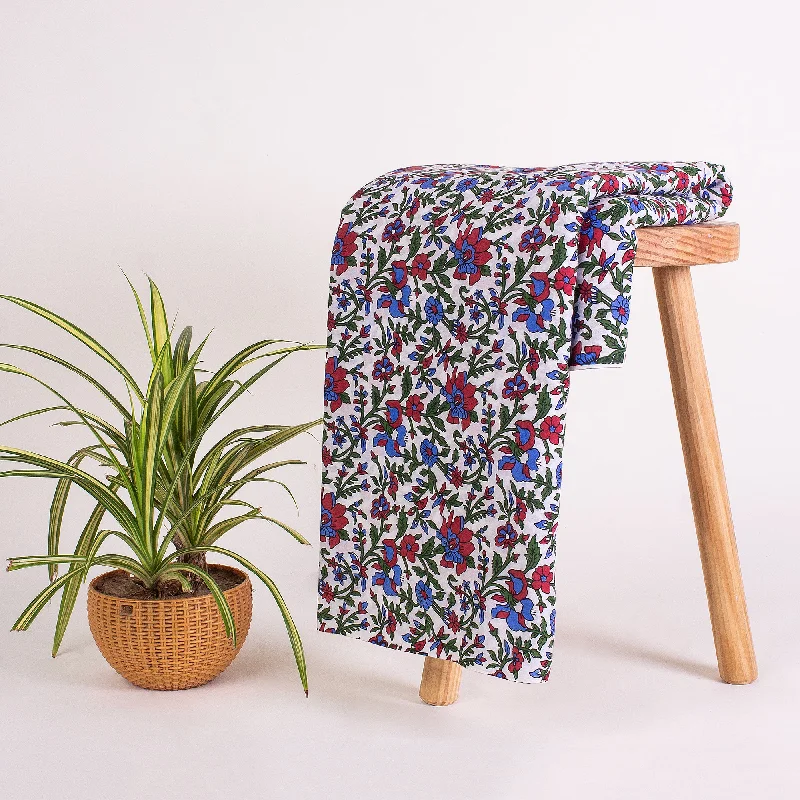 Natural Dye Block Printed Multicolor Floral Cotton Eco Friendly Fabric