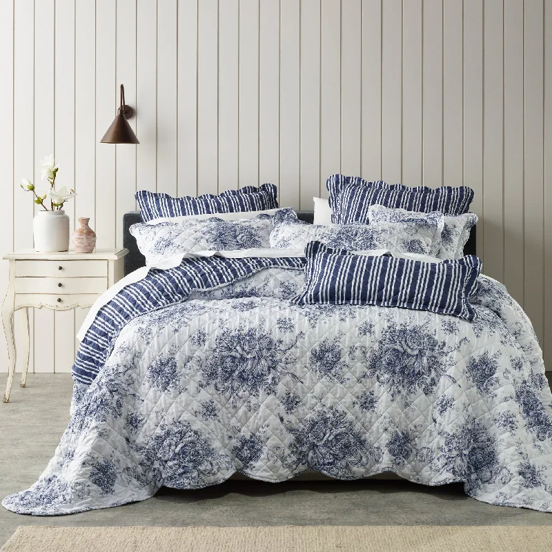 Bianca Bedding Amorette 5-7 Piece Set Blue Polyester Bedspread Set