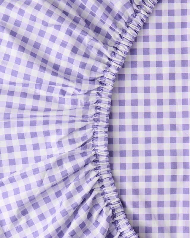 Lilac Gingham Organic Cotton Fitted Sheet