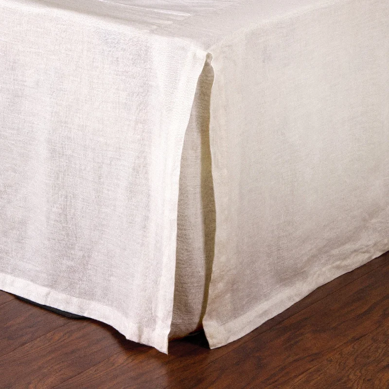 Pleated Linen Bedskirt in Cream