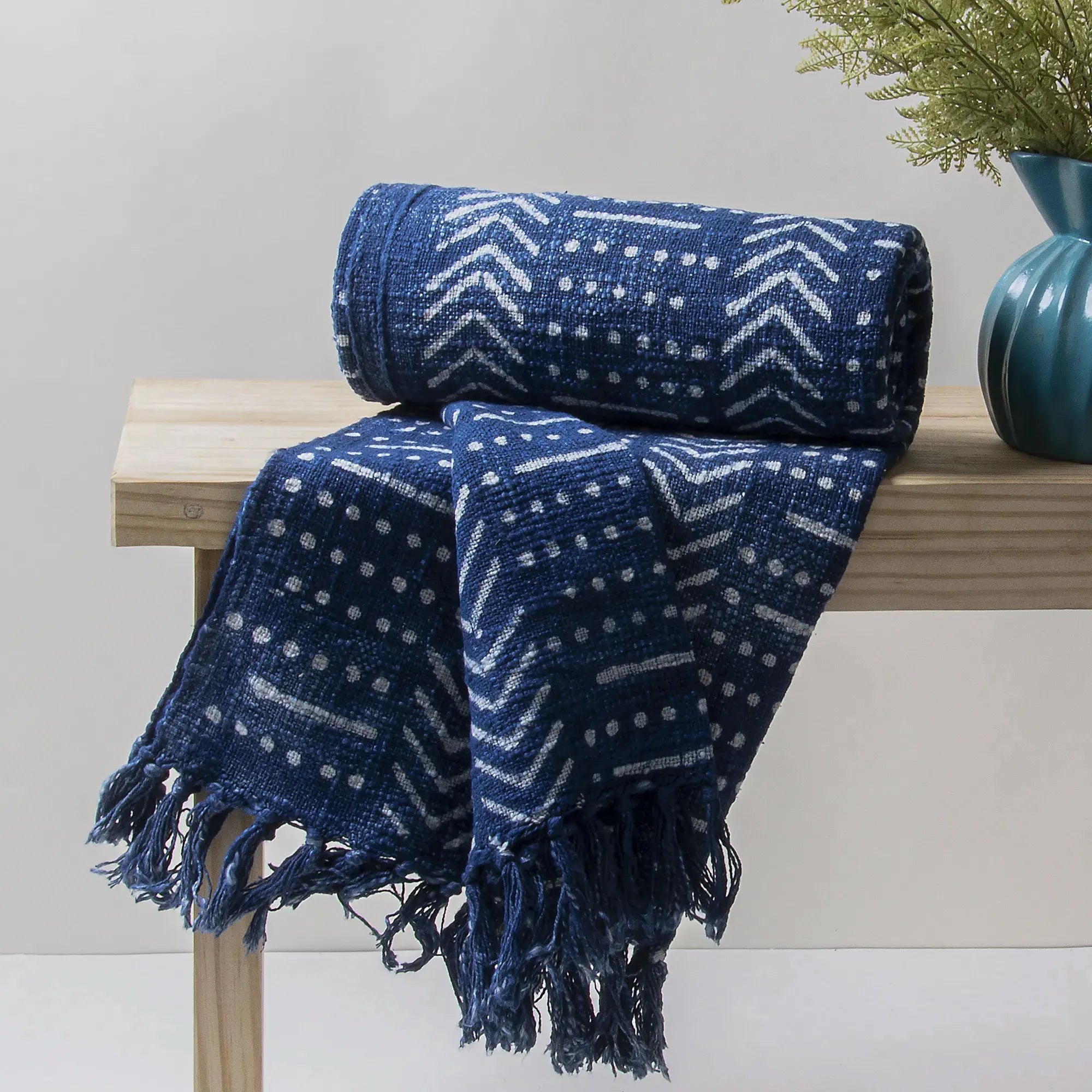 Designer Printed Blue Hand Block Cotton Throw Blankets for Living Space