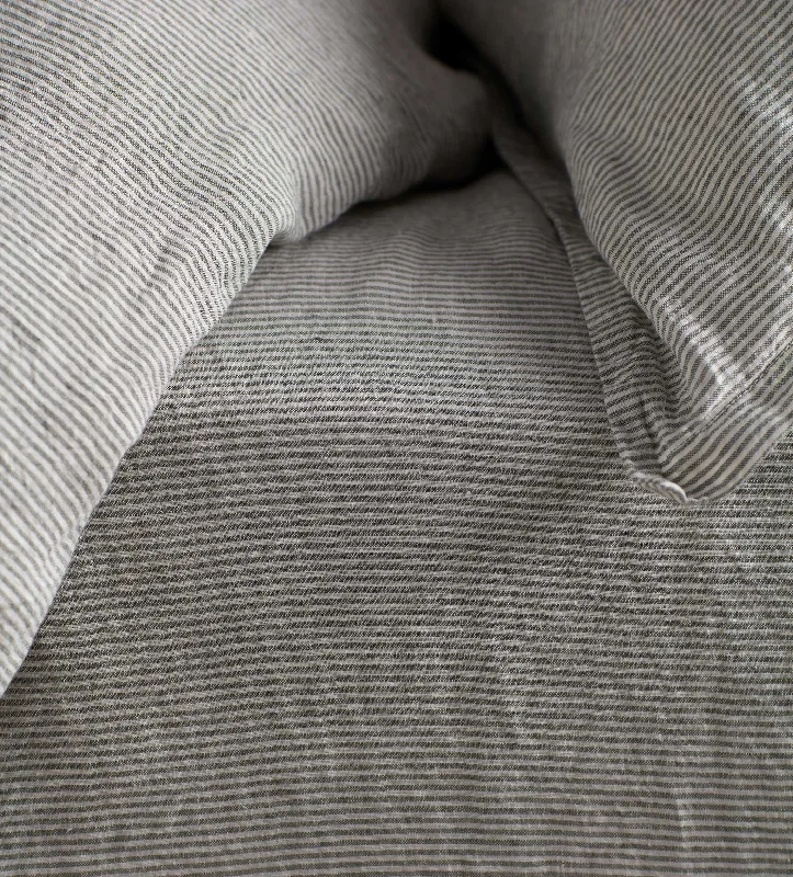 Olive Green Sid Stripe 100% Linen Fitted Sheet