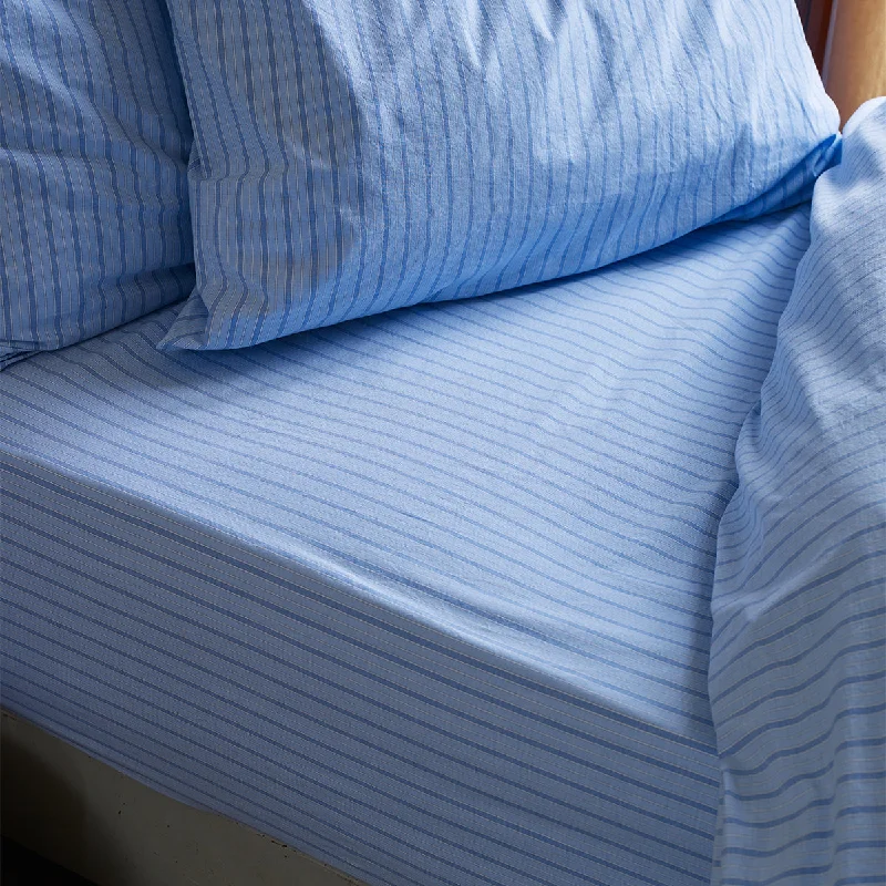 Pale Blue Favorite Shirt Stripe Cotton Fitted Sheet