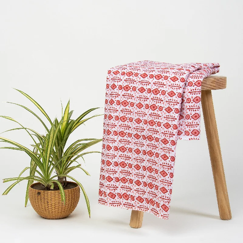 Weightless Geometrical Pink Hand Block Printed Pure Cotton Textile Fabric