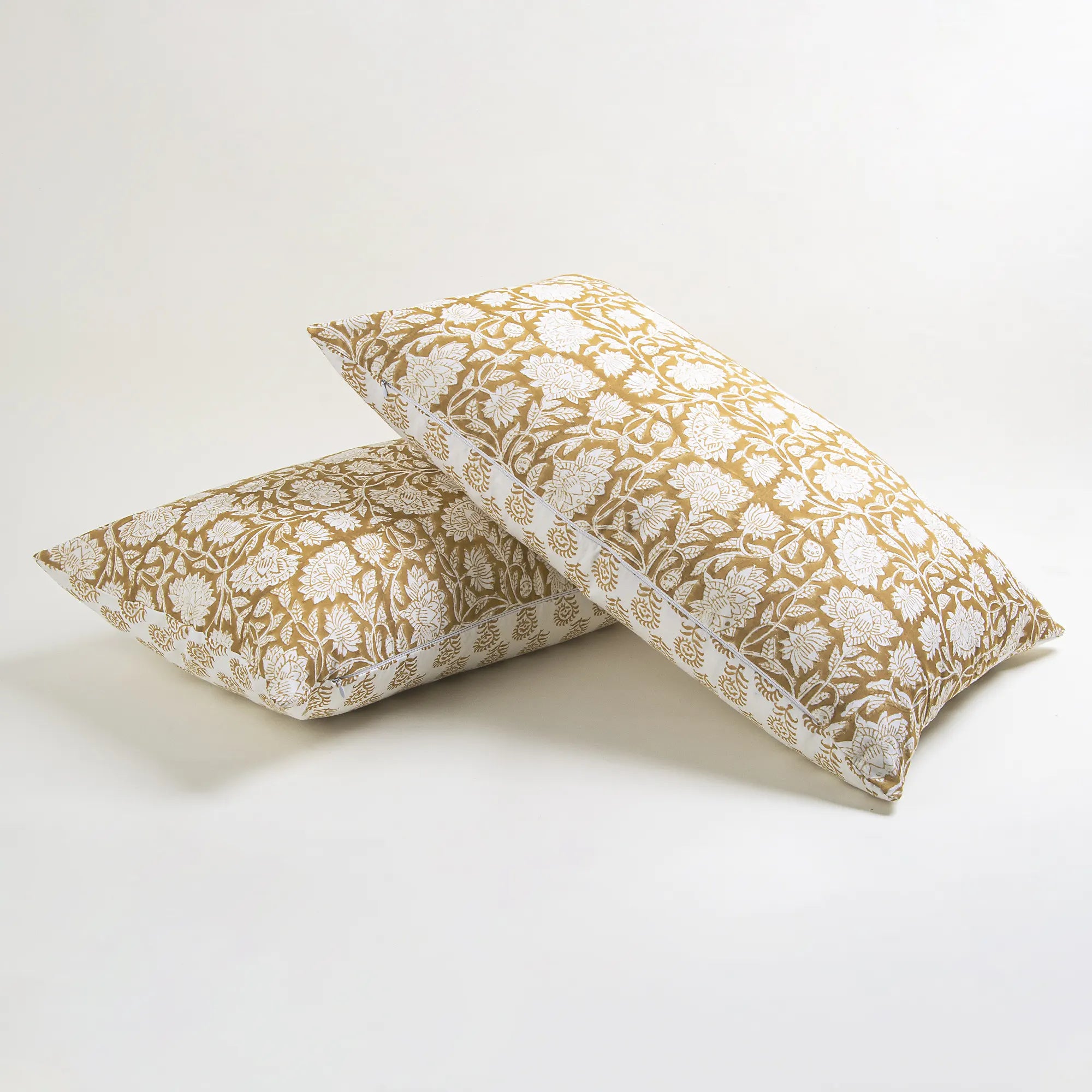 Exclusive Reversible Floral Hand Block Printed Cotton Pillowcase