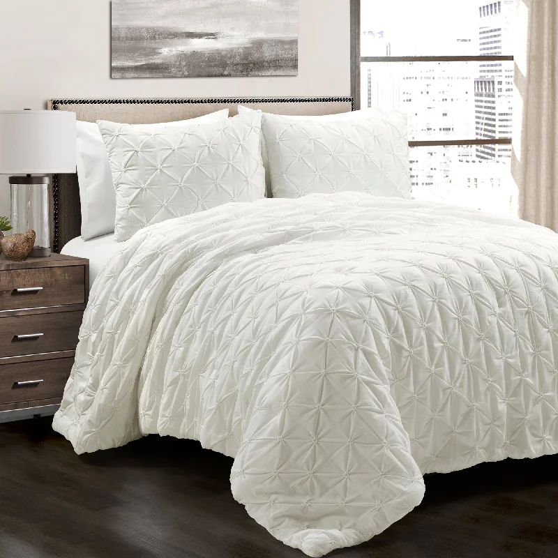 Lush Décor Ravello Pintuck Cotton Comforter 3 Piece Set