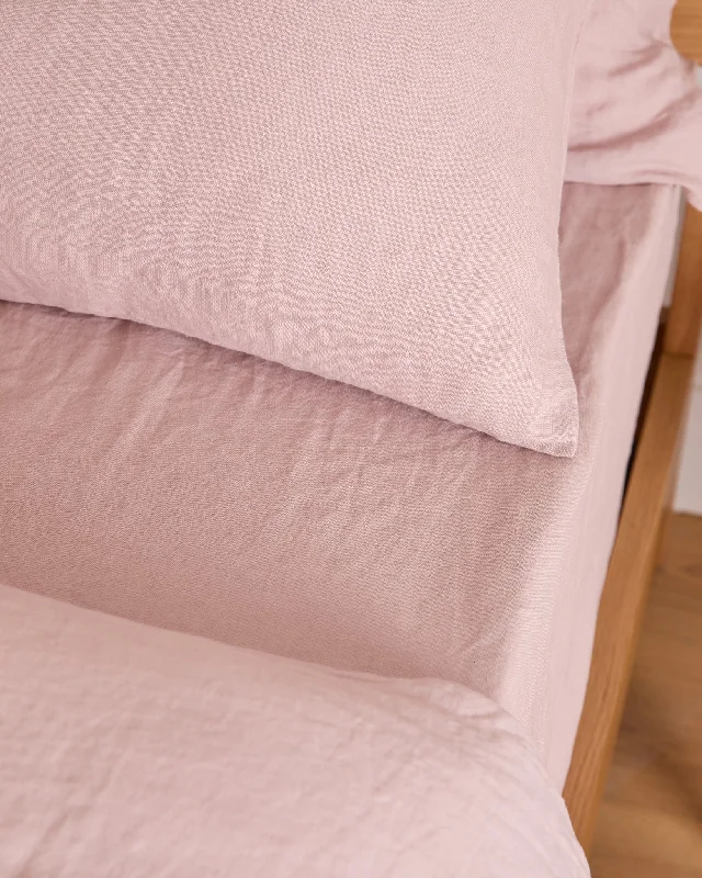 Foxford Blush Pure Linen Fitted Sheet